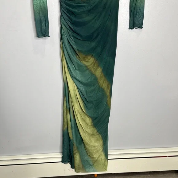 Elegant Teal & Olive Bodycon Long Sleeve Dress Sz S - Picture 3 of 7